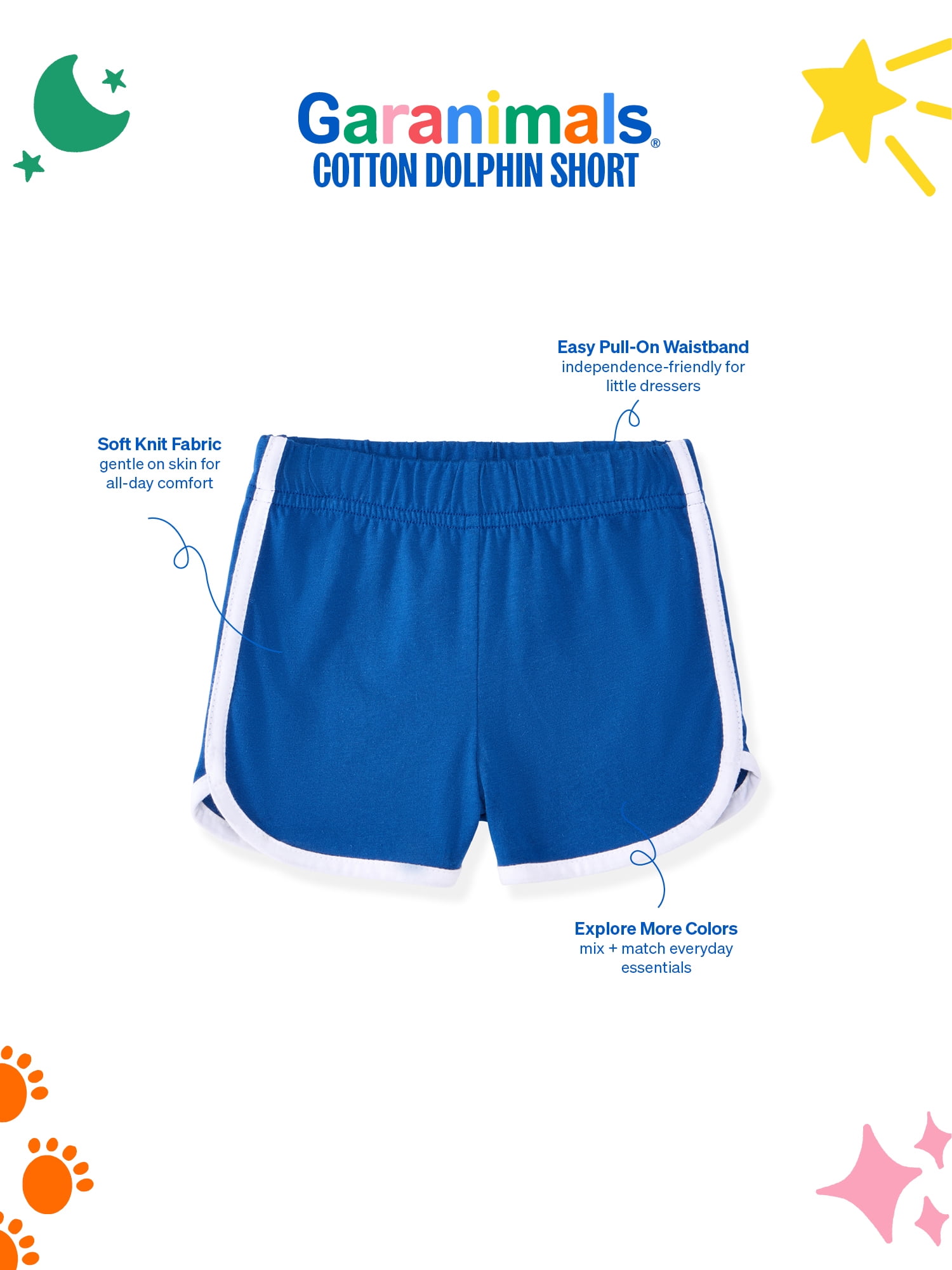 Garanimals Newborn, Baby & Toddler Girl Cotton Pull-On Dolphin Shorts, Sizes 0-6T