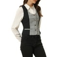 thumbnail image 4 of INSPIRE CHIC Women's Vintage Waistcoat Vest Plaid Button Down Work Dressy Vests XS Black, 4 of 6
