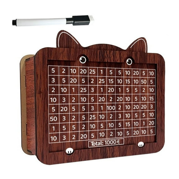 Wooden Savings Challenge Box: Stylish Piggy Bank For Adults & Kids!