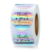 500 Thank You For Supporting My Small Business Stickers Holographic Silver Roll Rainbow Stickers-1 -Inch