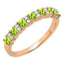 Dazzlingrock Collection Round Peridot & White Diamond Bridal Anniversary Wedding Band for Women (0.12 ctw, Color I-J, Clarity I1-I2) in 14K Rose Gold, Size 4
