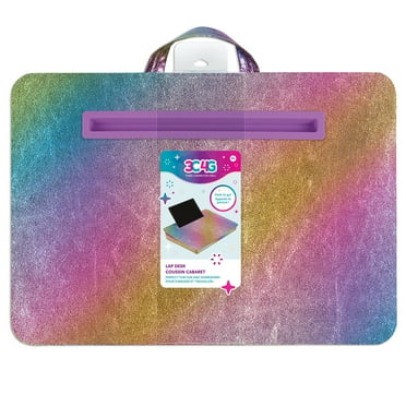 Three Cheers For Girls: Cosmic Portable Rainbow Lap Desk W/ Handle- Tweens & Girls, Versatile Media Slot - 12” x 17”, Cozy Plush Cushion, Perfect For Fun & Homework, Ages 6 