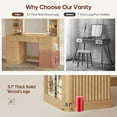 thumbnail image 3 of Afuhokles Fluted Makeup Vanity Desk with Lighted Mirror and 5 Drawer, Modern Dressing Table with Charging Station for Bedroom, Oak, 3 of 7