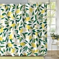 thumbnail image 2 of Lemon Shower Curtain, Allover Fruits Green Leaves Plant Design Waterproof Fabric Bathroom Curtains Set with 12 Hooks, Green Yellow 72×72 inch, 2 of 6