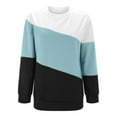 thumbnail image 3 of Royisotas Long Sleeve Women's Sweatshirts Fall and Winter Color Block Pullover Blue Crew Neck Casual Side Pockets Trendy No Hood Tops, 3 of 7