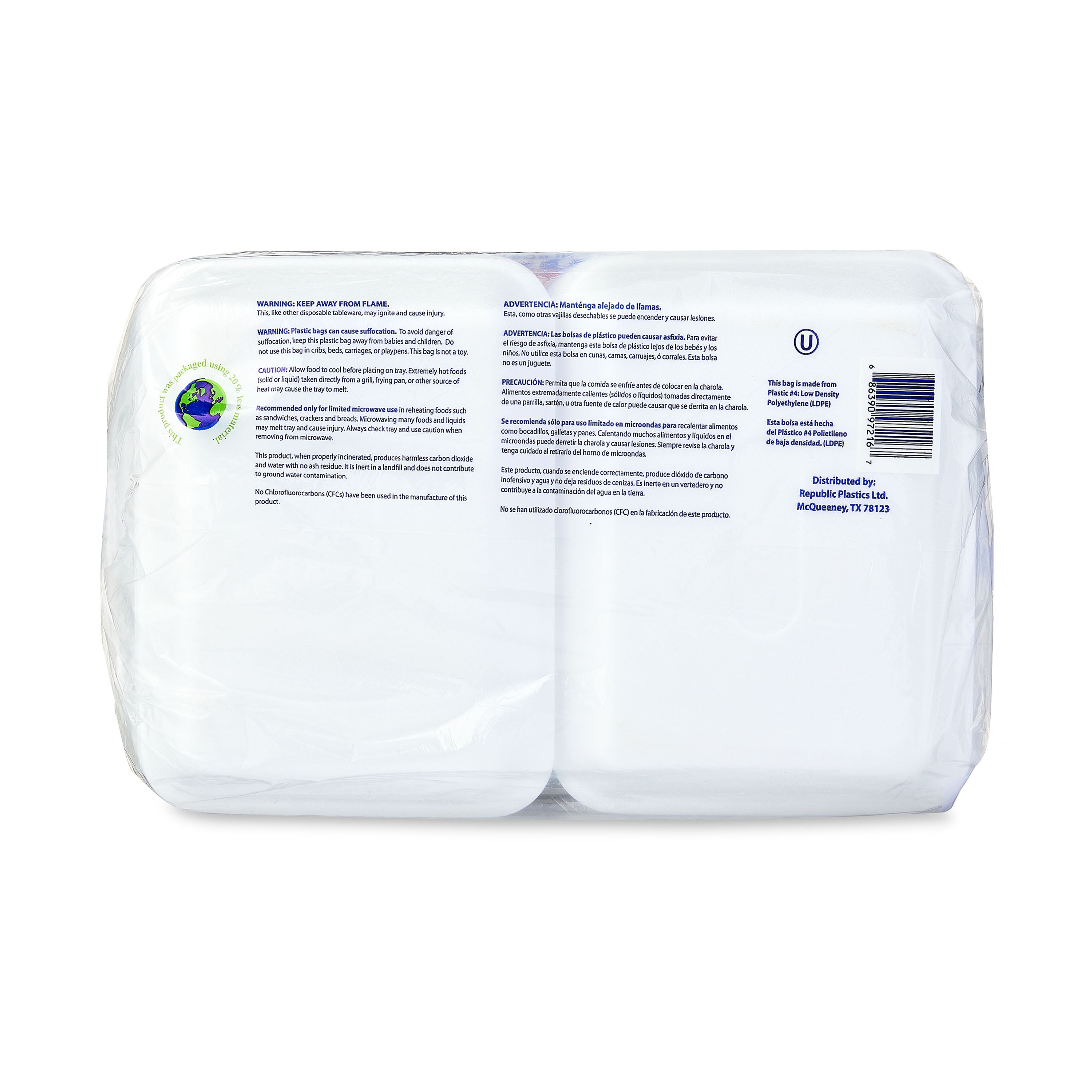 Value Star Foam Charola Tray 200ct