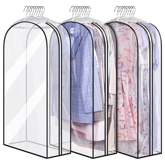 Bolsa para ropa MISSLO 10 con fuelle, totalmente transparente, 40 x 24 x 10 cm (paquete de 3)