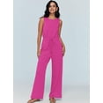 thumbnail image 2 of Womens Jumpsuits Fall Outfits 2023 New Casual Fashion Clothes Sleeveless Wide Leg Long Pants Romper, 2 of 6
