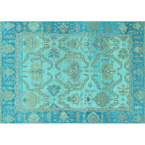 Ahgly Company Indoor Rectangle Oriental Light Blue Traditional Area Rugs, 2' x 3'