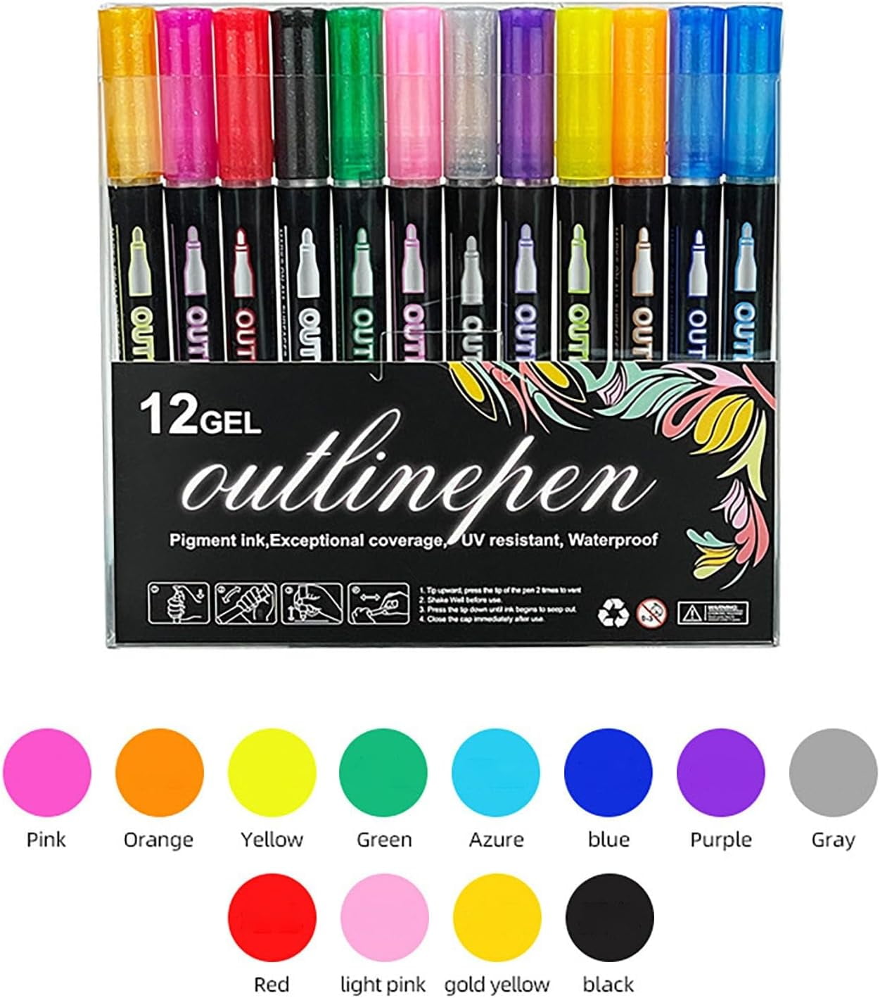 36 Colors Double Line Outliner Markers, Coloring Lightstick Graffiti Pens Paint Acrylic Markers Dual Brush, Shimmer Doodle Outline Pens Art Crafts Gift Greeting Card Christmas Stocking Stuffers(