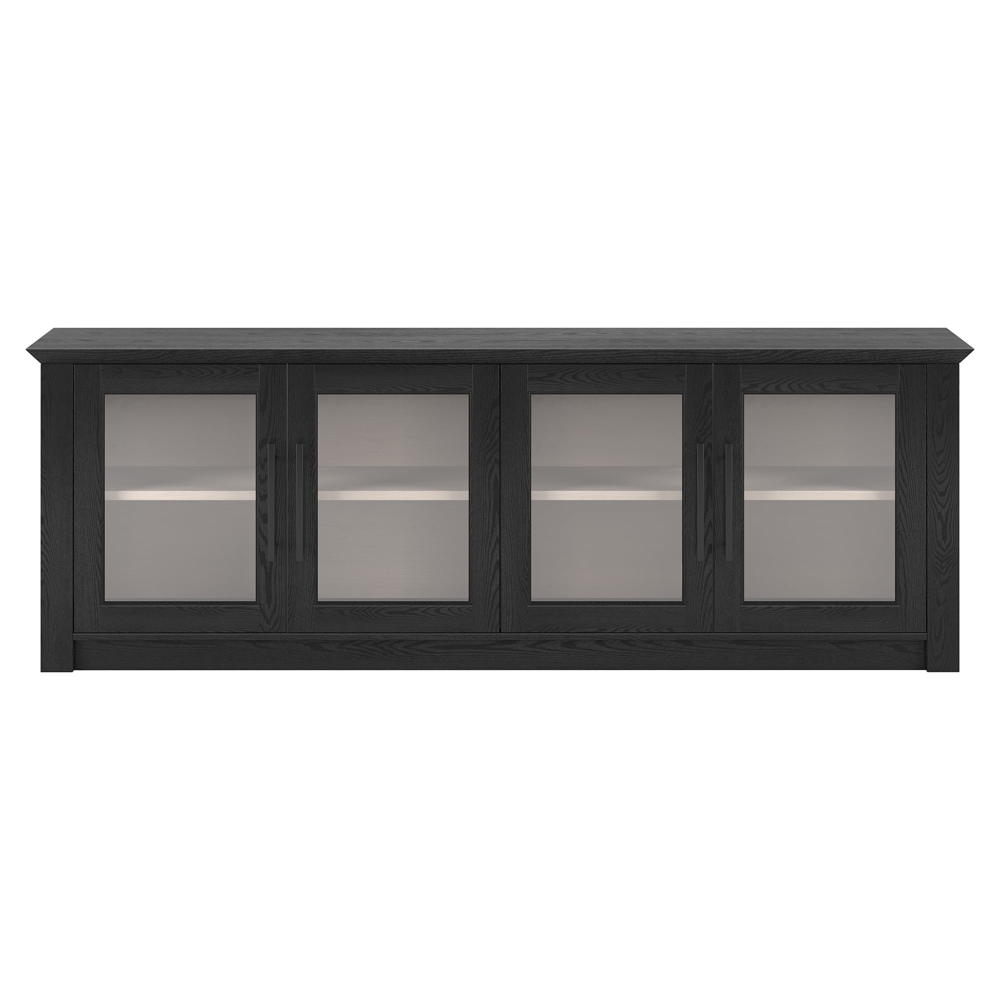 Thornwell Rectangular TV Stand for TV's up to 78" with Glass Doors in Black Grain/Alder White