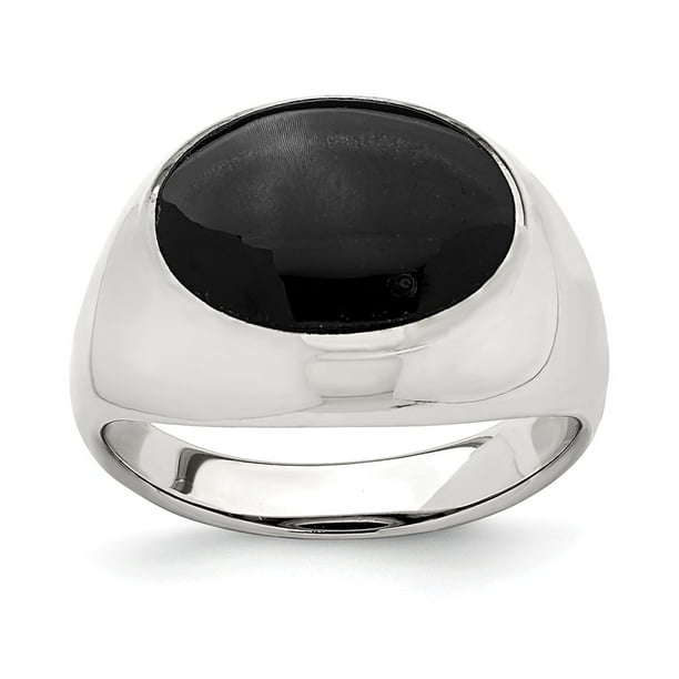 Ring Women Sterling Silver Polished Black Onyx Ring Size 8 Walmart Com Walmart Com