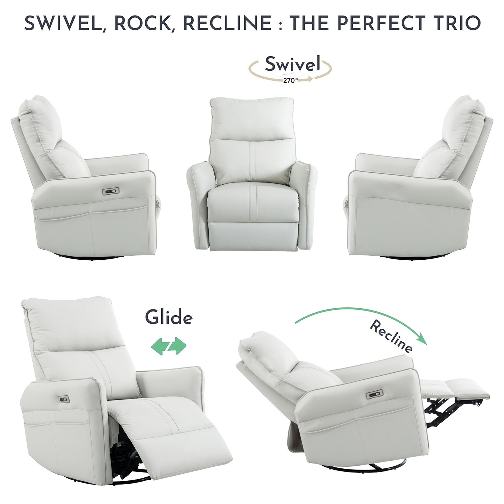 Power Reclining & Rocking Feature / Practical Chair for Family Gatherings