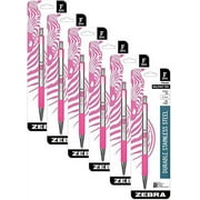 Zebra Pen F-301 Stainless Steel Retractable Ballpoint Pen, 0.7 mm, BCA Pink Barrel, Black Ink (6)
