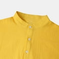 thumbnail image 5 of HAPIMO Cotton Lined Loose Shirts for Men Holiday Solid Color Teens Tops Half Button Stand Collar Summer Fashion Tees Short Sleeve Activewear Casual Workout Yellow M, 5 of 9