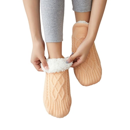 

BESTHUA Slipper Socks - Women s Slipper Socks with Grippers | Plus Velvet Thickening Fuzzy Socks | Fluffy Socks for Wooden or Tiled Floors