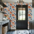 thumbnail image 3 of Peel and Stick Wallpaper 17.7in x 9.8ft Pumpkin Floral Vine Rustic Blue Orange Contact Paper Vinyl Self-Adhesive Removable Wall Paper for Bedroom Nursery Bathroom Renter Friendly, 3 of 8