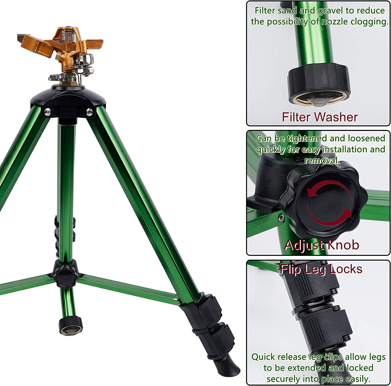 Twinkle Star Impact Sprinkler on Tripod Base, 360° Coverage, 1 Pack
