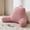 Fuzzy Plush Pink, variant on Plush Velvet Reading Pillow with Arms for Kids Teens Adults, Back Rest Cushion for Sitting Up in Bed, Shredded Memory Foam, Washable Cover, Light Gray