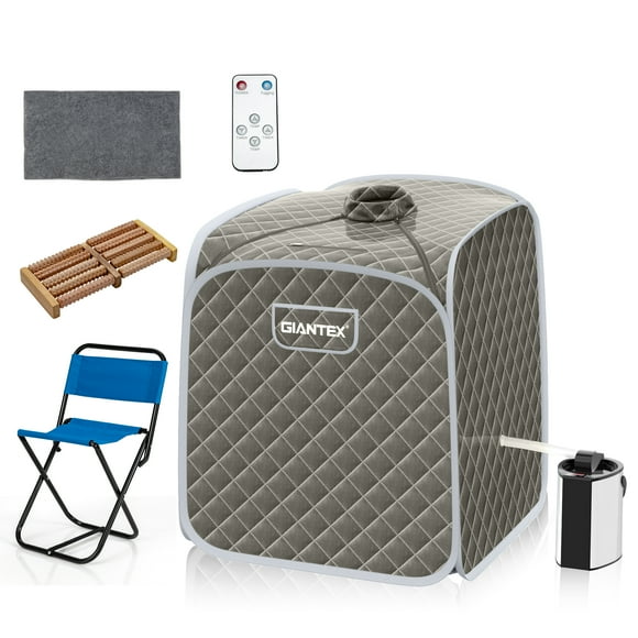 Patiojoy Portable Steam Sauna Spa Household Personal Sauna Tent with 9-Level Temperature &Timer Grey