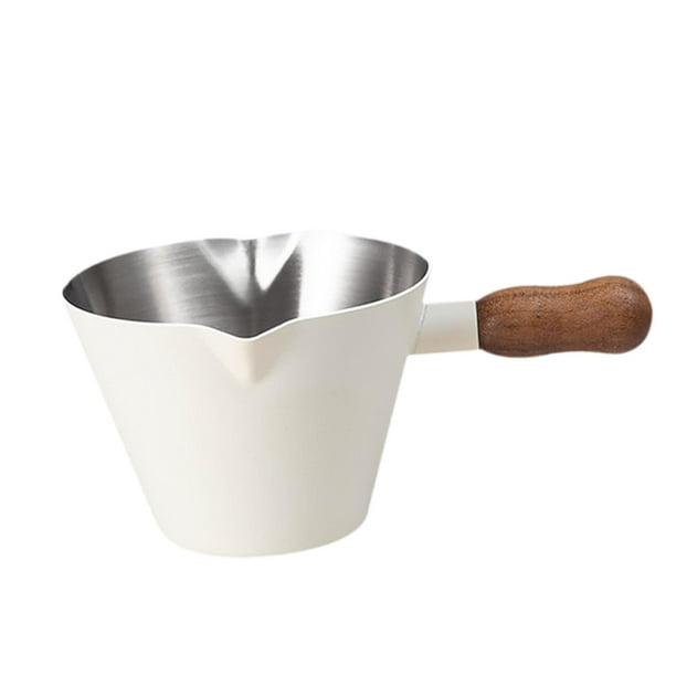 Taza medidora de espresso, taza medidora de café, vertedor doble de acero inoxidable, madera Beige
