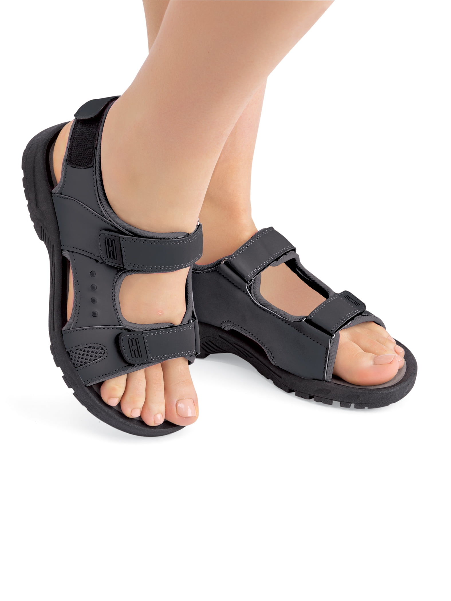 Ladies Womens Summer Toggle Sport Walking Sandals Grey Navy Size 3 4 5 6 7 8 9 