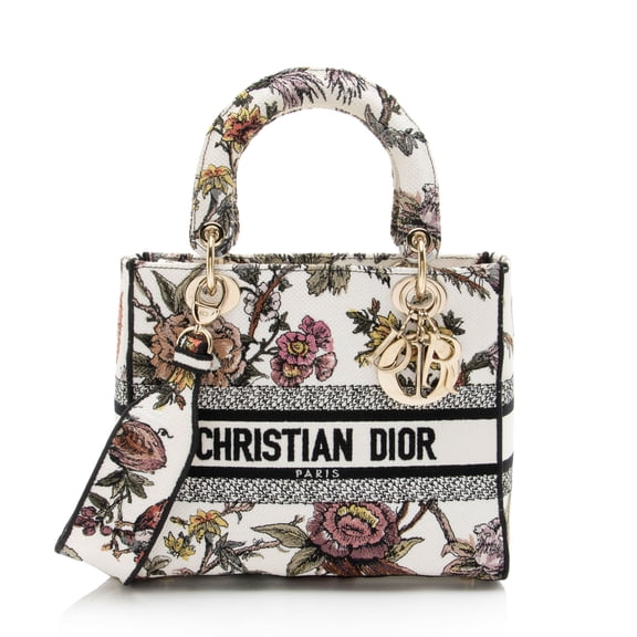 Pre-Owned Dior Embroidered Jardin Botanique Lady D-Lite Medium Tote