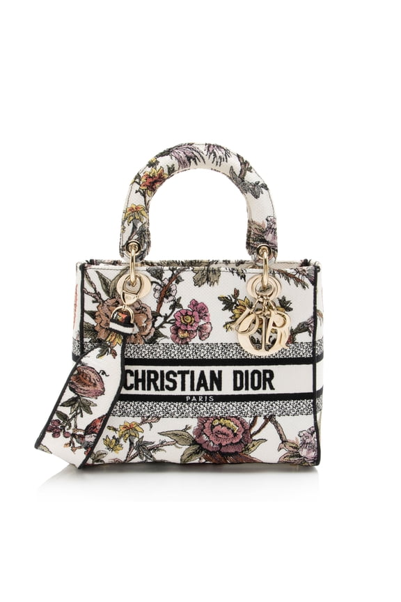 Pre-Owned Dior Embroidered Jardin Botanique Lady D-Lite Medium Tote