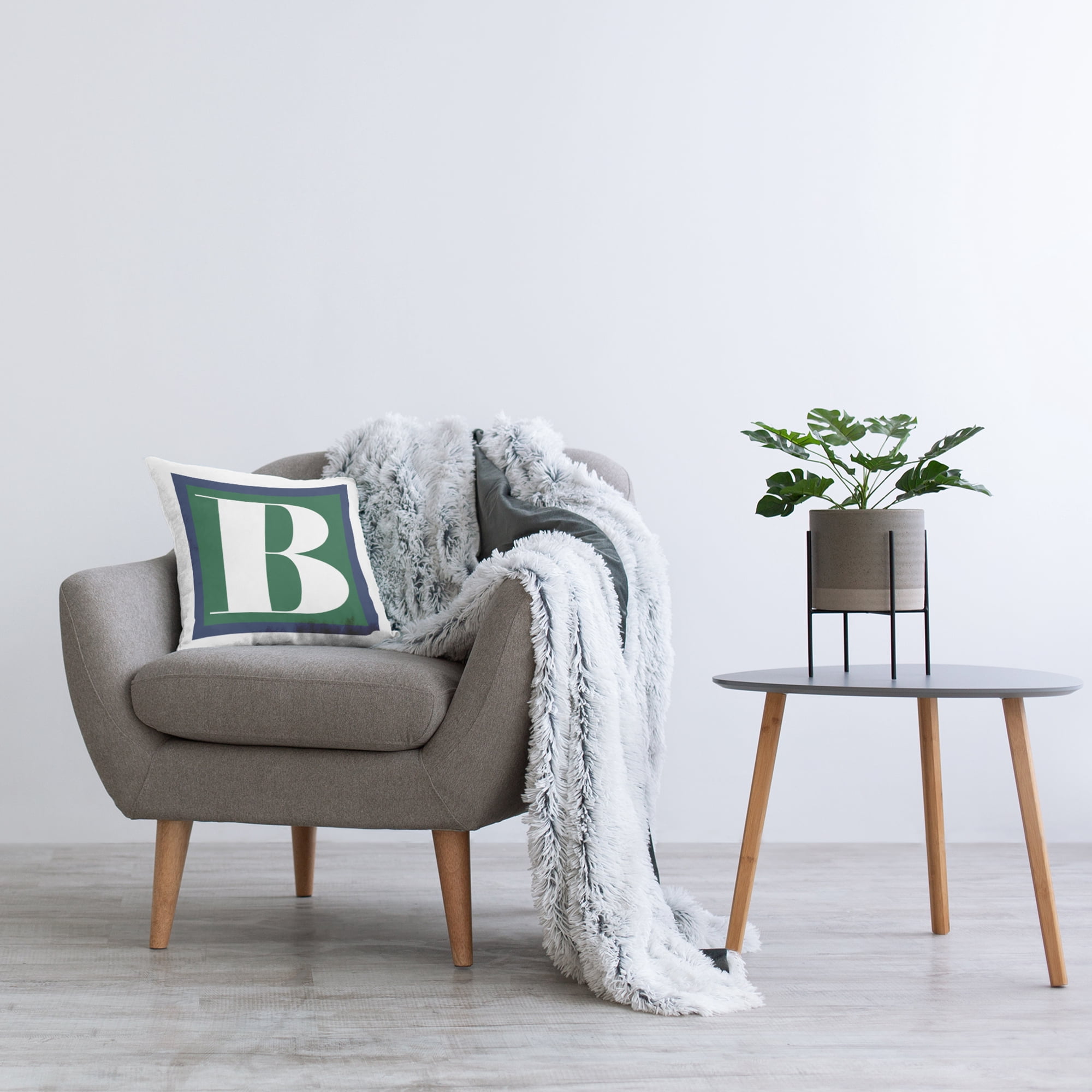 Stupell Industries Bold Green Letter B Square Decorative Printed Throw Pillow, 18 x 18