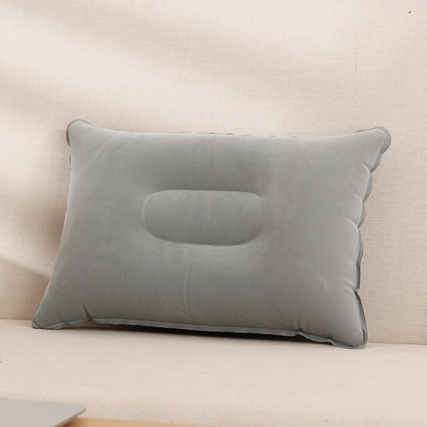 Almohada inflable de aire plegable portátil para viajes al aire libre Cojín de flocado de doble cara para avión de viaje Soporte para el cuello del hotel, color al azar LingWen 8390613735454