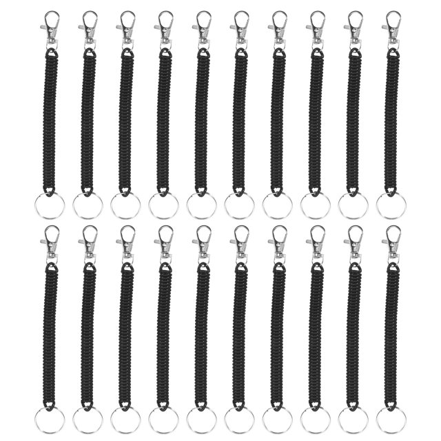 unbranded 20Ud Llavero Con Resorte Retráctil Espiral Negro Para Llaves Y Teléfonos Resistente Y Flexible
