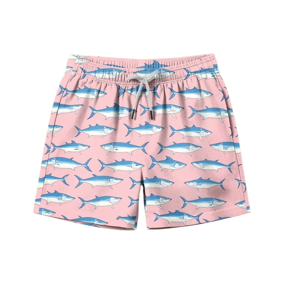 Pretxorve Kids Girls Boys Swimsuit Bottoms Print Drawstring Elastic Waist Pocket Casual Seaside Swimwear