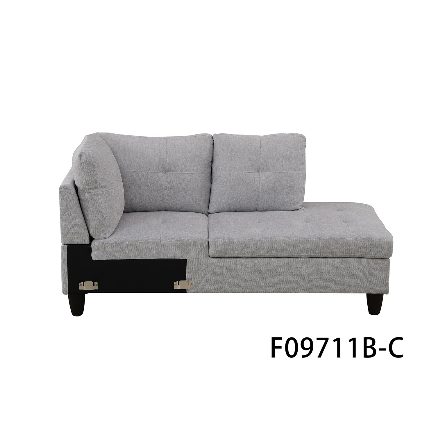 Hommoo Flannel Living Room Furniture Sets, 4-Seat Couches and Sofa Set, L Shaped Couch Set Sectional Sofa Set for Home, Apartment, Dorm, Grey(No Ottoman)
