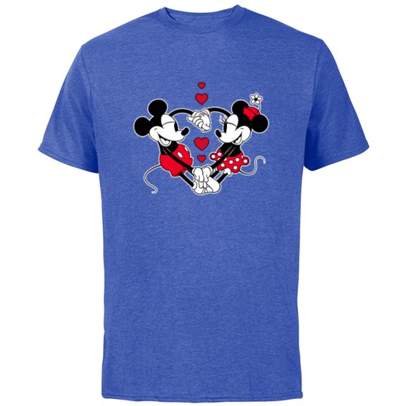 Disney Mickey and Minnie Love Gaze Hearts - Short Sleeve Cotton T-Shirt for Adults - Customized-Royal Heather
