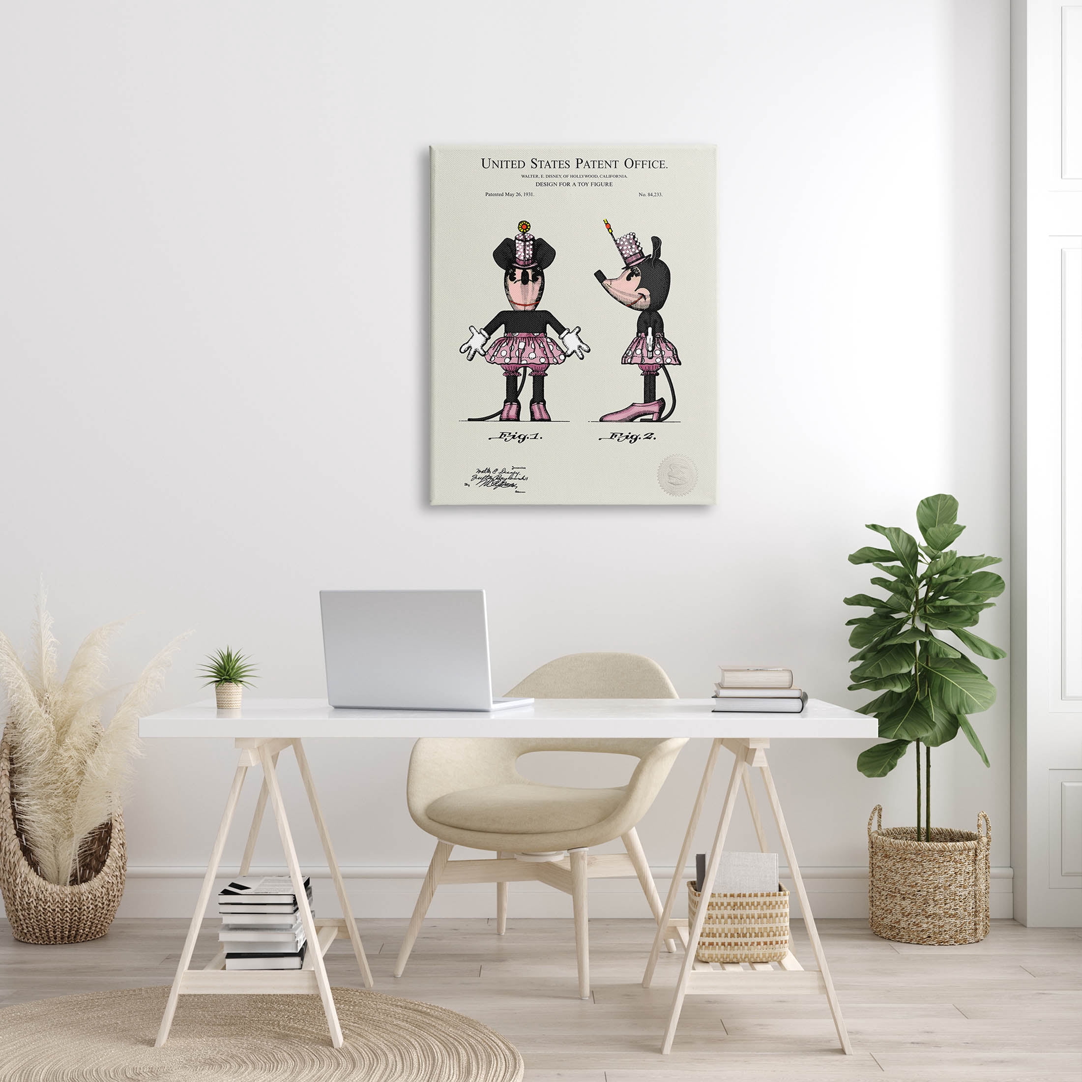Stupell Industries Pink Mouse Character Patent Graphic Art Gallery Wrapped Canvas Print Wall Art, Design by Karl Hronek
