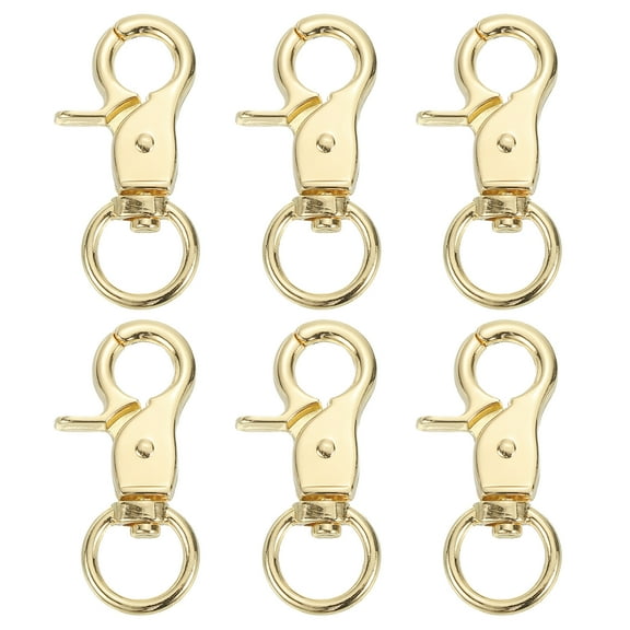 Uxcell 6 Pack Swivel Snap Hook, 13mm(1/2") Trigger Snap Heavy Duty Metal Lobster Claw Clasp Lanyard Clips for Straps Bags Belting Leathercraft, Light Gold