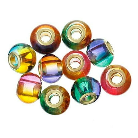 - (10) Assorted Multi Mixed Glass European Lampwork Charm Beads (Solid)