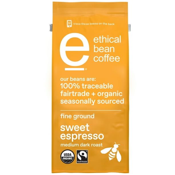 Ethical Bean Fairtrade Organic Coffee, Sweet Espresso Medium Dark Roast
