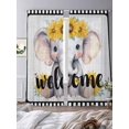 thumbnail image 3 of Cute Elephant Sheer Curtains 2 Panels Set Welcome Words Animal Flower Film Boundary Linen Texture Sheer Window Curtains Light Filtering Rod Pocket Voile Drapes for Bedroom Living Room 52"X96", 3 of 9