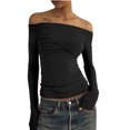 thumbnail image 1 of CEHVOM Mode Femme Été Épaules Dénudées Manches Longues Décontracté Haut Blouse Liquidation, 1 of 6