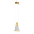 thumbnail image 3 of JONATHAN Y Apollo 6" 1-Light Mid-Century Modern Iron LED Pendant, White/Brass Gold, 3 of 11