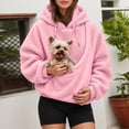 thumbnail image 2 of Women's Oversized Hooded Sweatshirt With Pet Pouch Front Pocket, Lined Pullover Hoodie For Small Dogs Cats And Daily Wear, 2 of 7