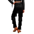 thumbnail image 2 of TiaoBug Kids Girls Elastic Waist Rhinestone Fringe Practice Pants Tassel Latin Salsa Dance Performance Trousers Black 16, 2 of 5