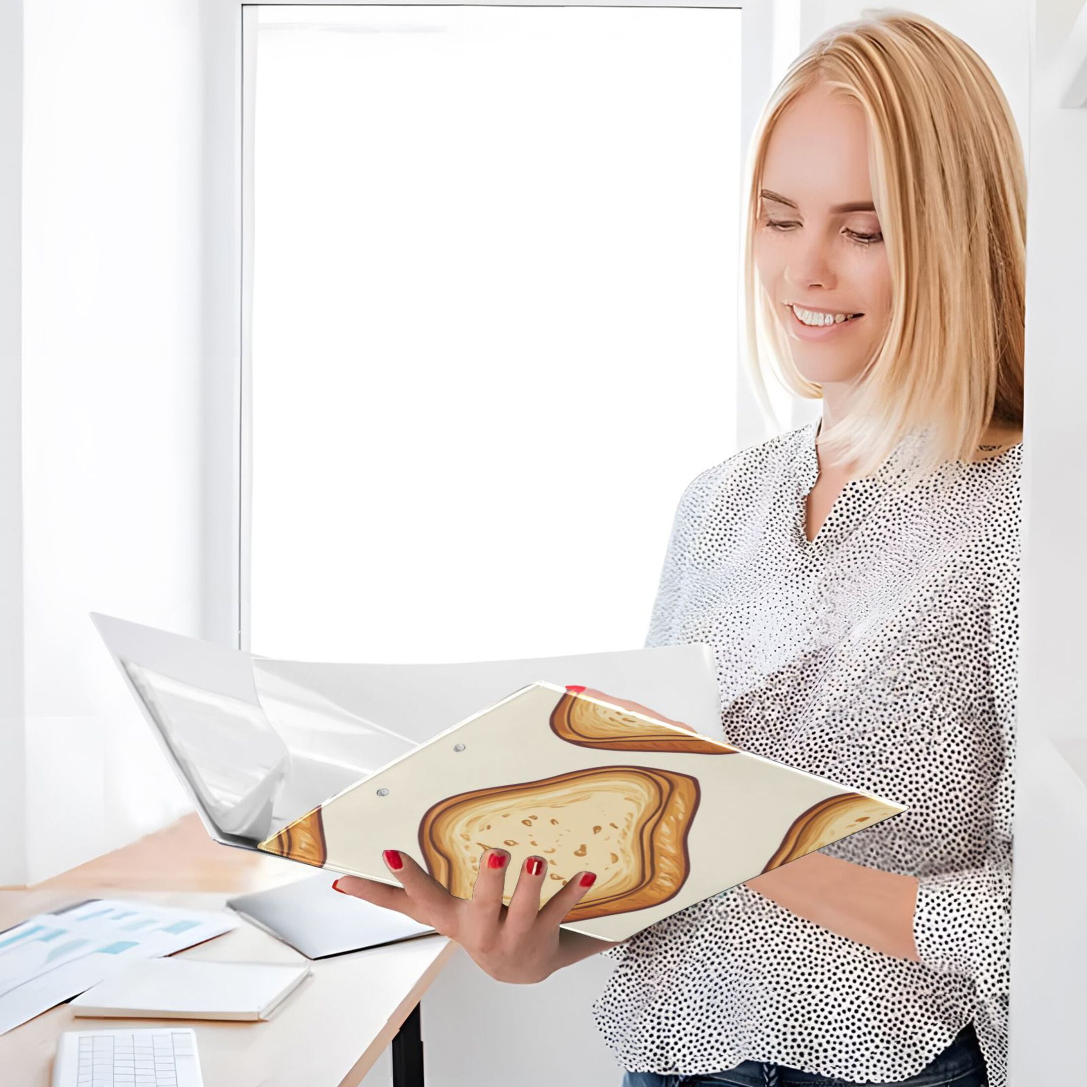 Bread Slices Cartoon 3 Ring Binders 1.5 inch Hardcover File Folders with Interior Pockets A4 Size Organizer for School Office Hospital