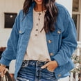 thumbnail image 4 of Yokua Women's Casual Lapel Loose Button Down Long Sleeve Corduroy Jacket with Pockets, 4 of 7