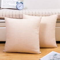 Jepeak Throw Pillow Covers Cushion Cases Pack of 2 Linen Farmhouse Modern Decorative Solid Square Pillow Covers for Couch Sofa Bed (Butter Beige, 20 x 20 Inches)