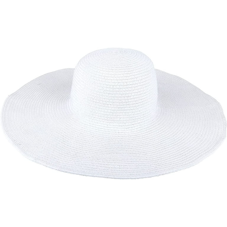 PIKADINGNIS Women Floppy Derby Hat Wide Large Brim Beach Straw Sun