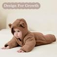 thumbnail image 5 of FYDUU Baby Winter Snowsuit Bear Outfit With Fold-Over Mittens Footies Girls Boys Jumpsuit Hooded Onesie Outwear 0-3 Months, 5 of 8