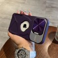 thumbnail image 3 of Funda magnética con logotipo de moda para iPhone 16, 15, 14, 13, 12 Pro Max Plus, protección de lente, soporte abatible, Magsafe, silicona suave, 3 of 5