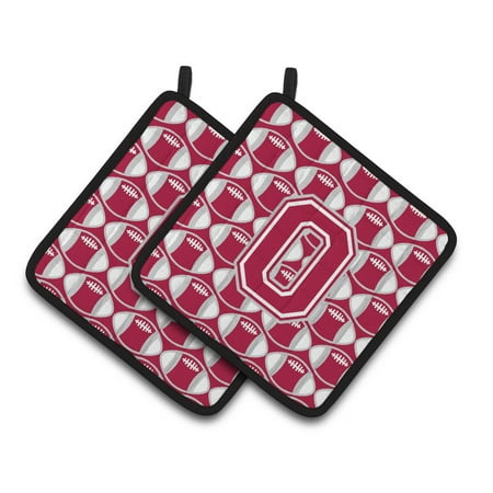 

Carolines Treasures CJ1065-OPTHD Letter O Football Crimson grey and white Pair of Pot Holders 7.5HX7.5W multicolor